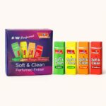 Soft & Clean Perfumed Eraser Set – Scented Color Erasers (Apple, Lemon, Orange, Strawberry)