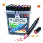 48 Colors Dual Tip Marker Pen Set – Double Side Art Markers with Storage Box