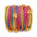 Multicolor Gold Charm Bangles Set