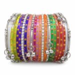 Multicolor Traditional Bangles Set with Bell Charms