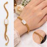 Elegant Gold Chain Bracelet with White Stone