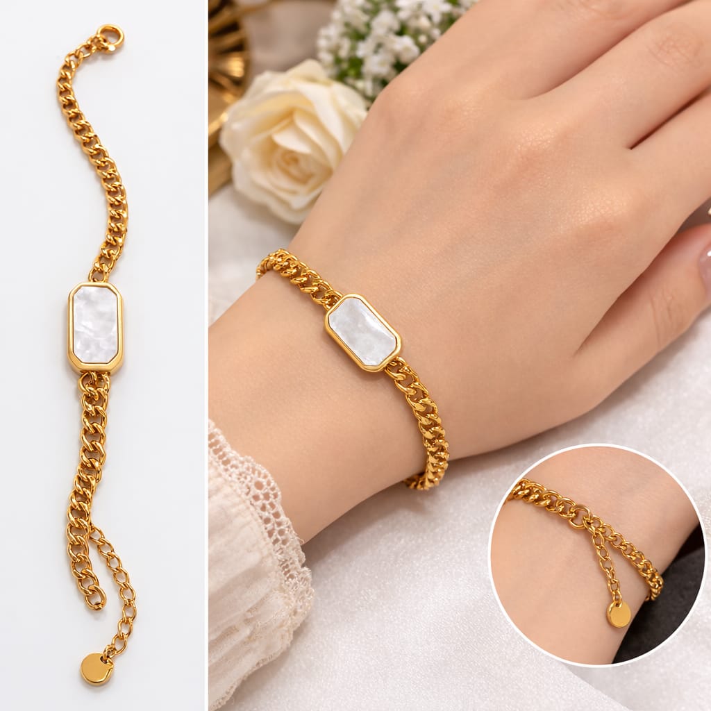 WhatsApp Image 2026-03-13 at 3.16.48 PM Elegant Gold Chain Bracelet with White Stone - Image 1
